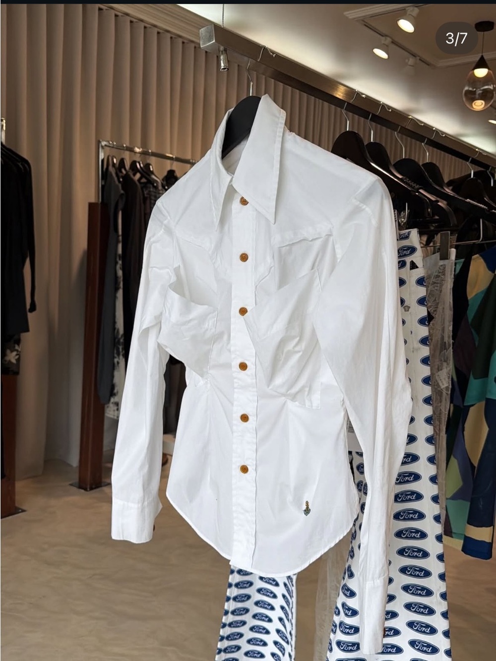 Vivienne Westwood Long-Sleeve Button-Down Shirt with cinched waist!! New